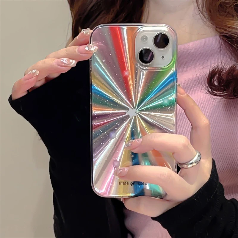 Custodia Glitter Per IPhone 15 Plus - Effetto 3D Argento Tinfoil, Morbida TPU Antiurto Per Donne E Ragazze