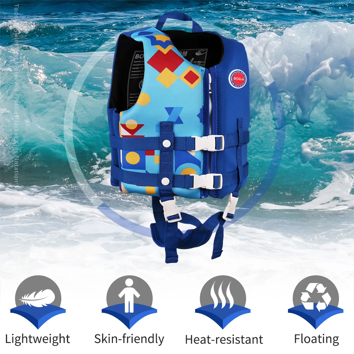 Life Jacket Children with Adjustable Seat Belt Water Sports Boating Skiing Driving Surfing Kayaking Swimming