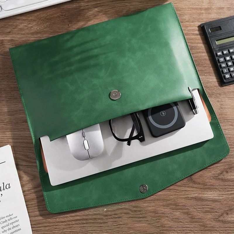 Vintage Leather Document Storage Briefcase - Simple, Waterproof, and Spacious Business Bag