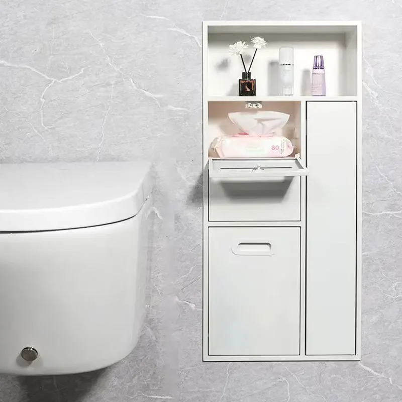 Stainless steel niche embedded toilet trash can bathroom embedded metal niche finished product
