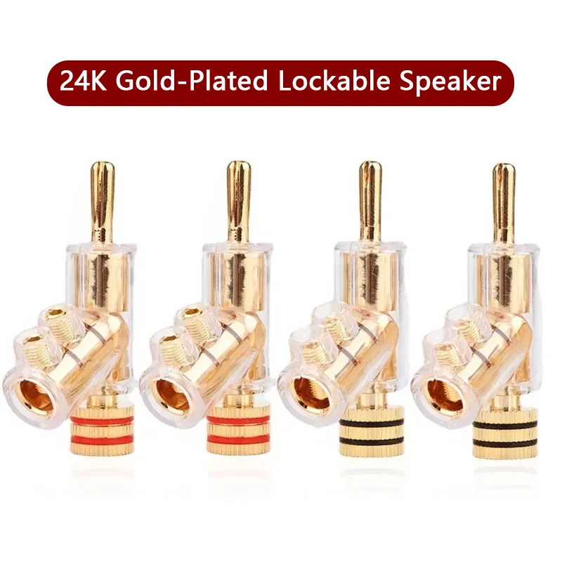 4Pcs 24K Gold Plated HIFI Lockable Speaker Cable Banana Connector Banana Plug - AliExpress