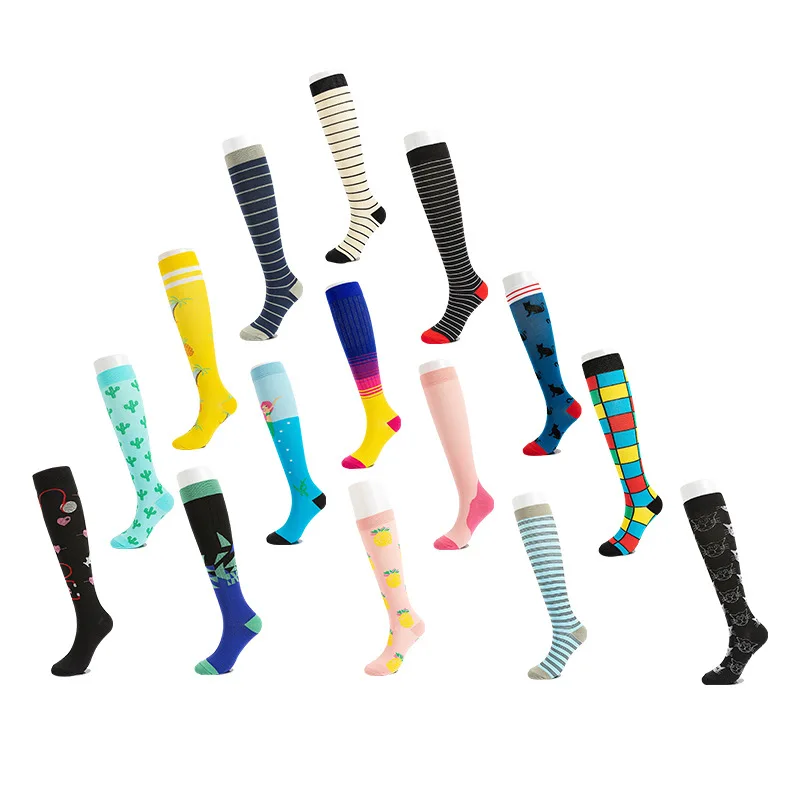 Уличные Спортивные Компрессионные носки, разноцветные эластичные носки до щиколотки для бега, велосипедные Компрессионные носки
