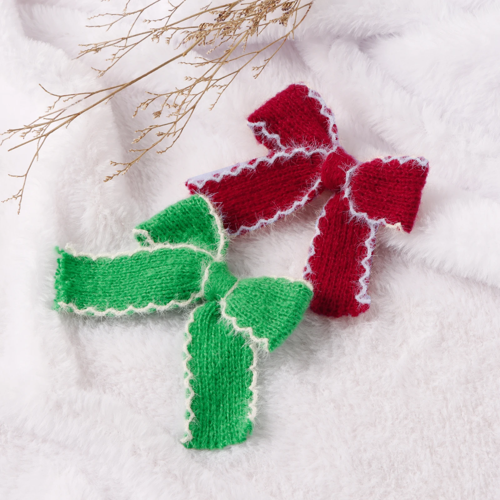 2pcs New Knitted Bow Hairpin for Girls Girl Party Daily Decoration Bow Hair Clip Sweet Lovely Hair Accessories For Autumn Winter