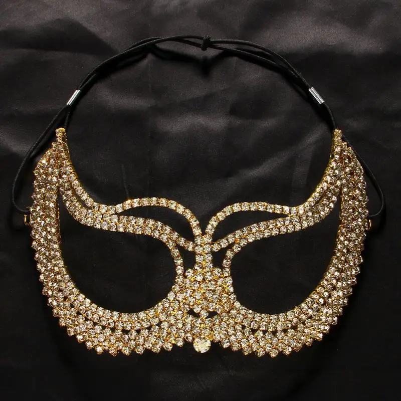 1Pc Crystal Cat Eye Mask Masquerade Party Ladies Exquisite Rhinestone Decorative Shiny Half Face Mask