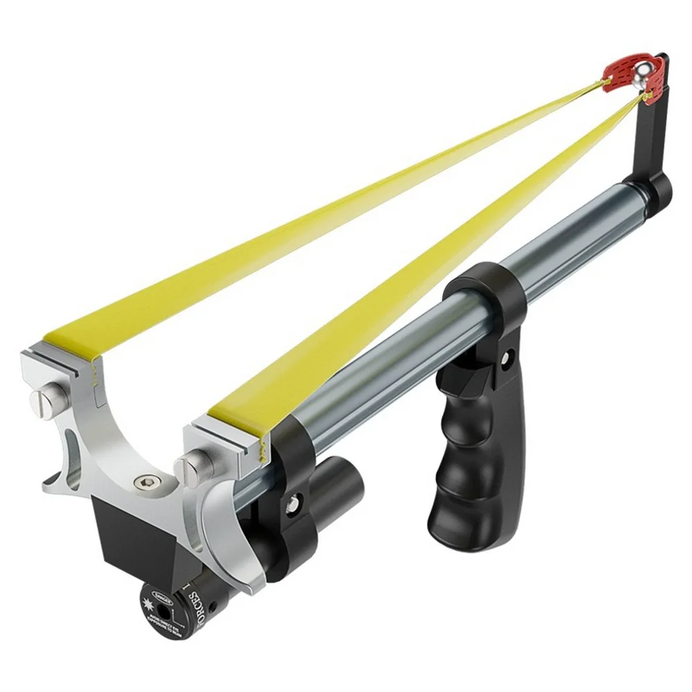 

Рогатка с лазерной катапультой для охоты на открытом воздухе, Рогатка с прямым стержнем, высокоточная телескопическая плоская резиновая лента высокой мощности