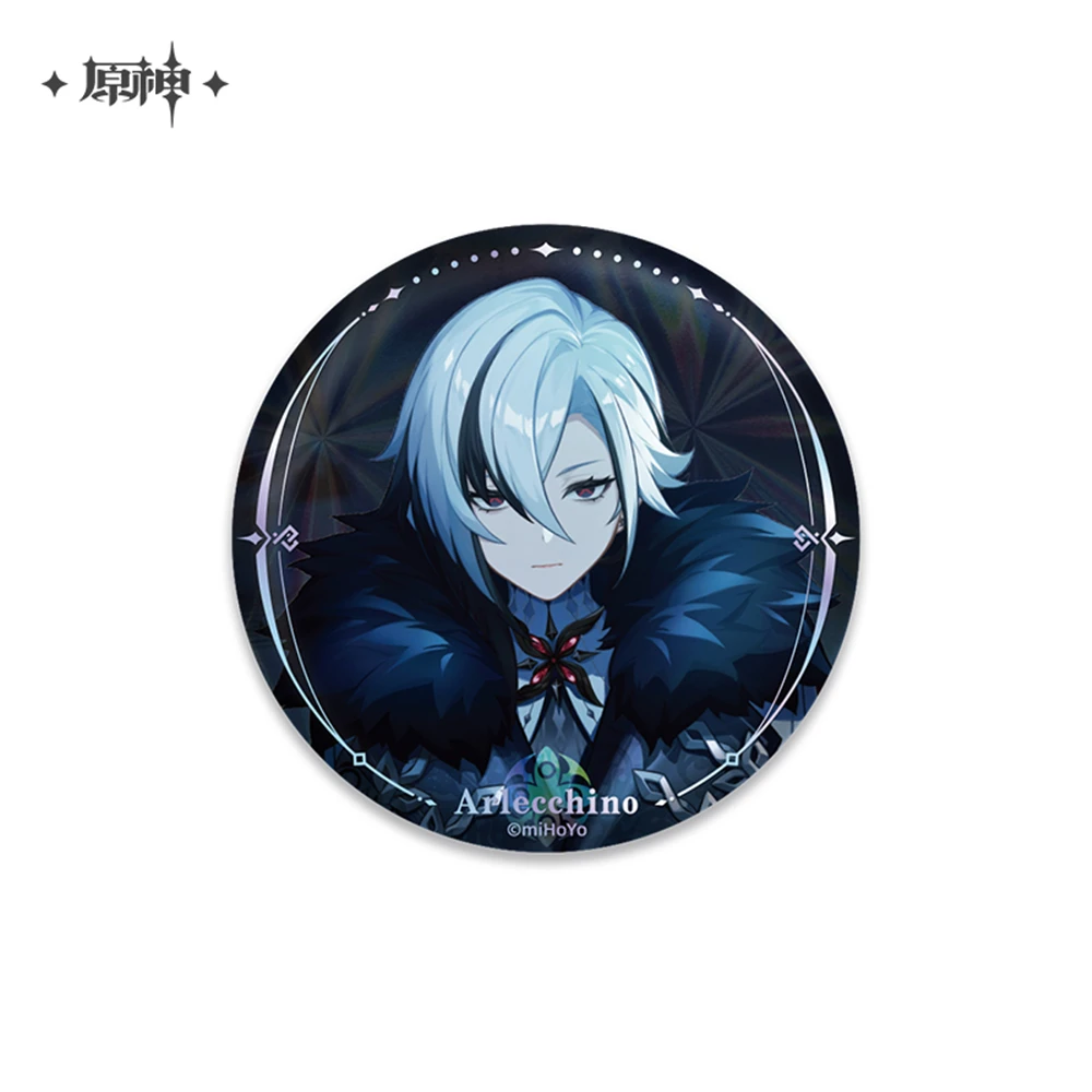 Genshin Impact Fatui A Winter Night's Lazzo Pierro II Dottore Columbina Sandrone Cosplay Badge Pin SPTE Tinplate Brooch Anime Ornament