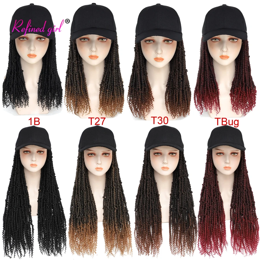 Hat Wig Pre-twisted Passion Twist Braid hair Extensions with Baseball Cap Synthetic Wigs For Black Woman Girls Braided Wig