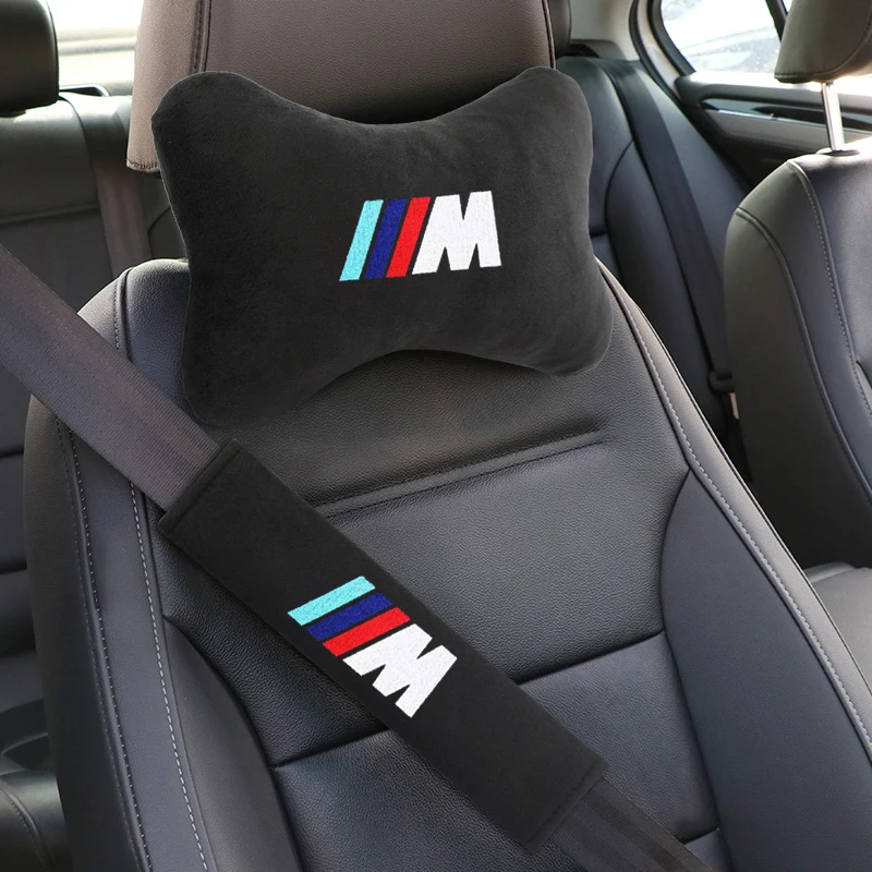 자동차 시트 벨트 어깨 쿠션 패드, 보호 목 지지대 베개, BMW M 파워 퍼포먼스 M3 M5 X1 X3 X5 X6 E46 E39 E36 E60