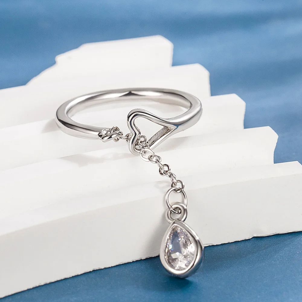 925 Sterling Silver Water Droplets Pendant ​Open Rings For Women Wedding Luxury Vintage Jewelry Wholesale Money 925 Jewellery 3