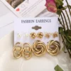 Vintage Metal Twisted Rope Knot Stud Earrings Fashion Hollow Butterfly Leaf Earrings Women's Versatile Big Set Jewelry Gift 2025 2
