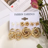 Vintage Metal Twisted Rope Knot Stud Earrings Fashion Hollow Butterfly Leaf Earrings Women's Versatile Big Set Jewelry Gift 2025 2