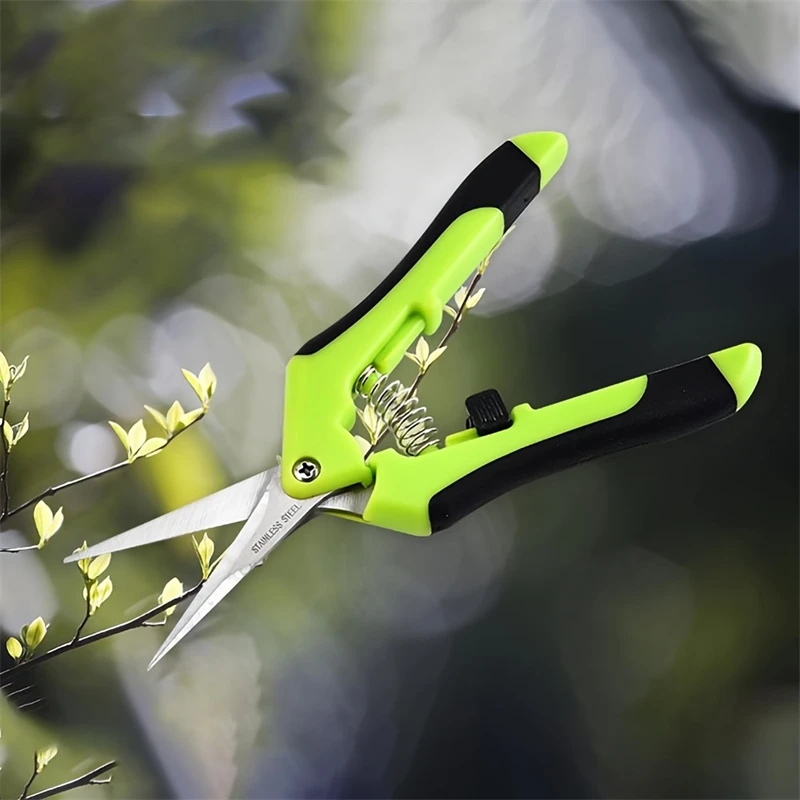 1Pc Professional Stainless Steel Gardening Hand Pruners Micro-Tip Pruning Snips with Straight Blades for Trimming Garden