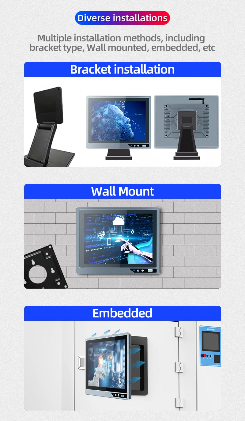 15.6/17 inch HD Insdustrial Monitor Touchscreen Computer All in One Touch Panel PC Computer front USB ZHICHUN hmi touch screen