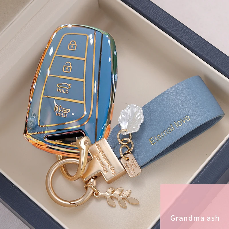 For Hyundai Grandeur HG Sedan Genesis G80 Santa Fe 3DM Grand SantaFe 2018 IX45 EQUUS Azera TPU Remote Key Case Cover Holder Fob