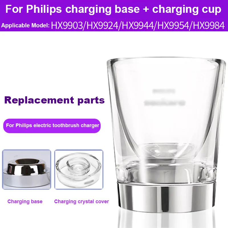 

For Philips Electric Toothbrush Charger Base and Glass Cup Accessory Set HX9100 HX9340 HX9342 HX9313 HX9322 HX9362 HX9382