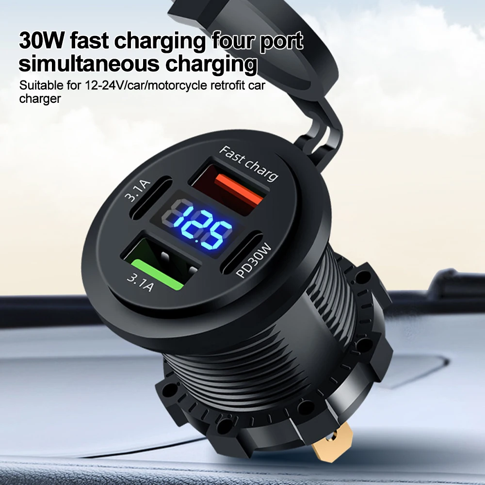 รูปสินค้า ที่ชาร์จรถยนต์ USB PD 83W ช่องคู่ กันน้ำ