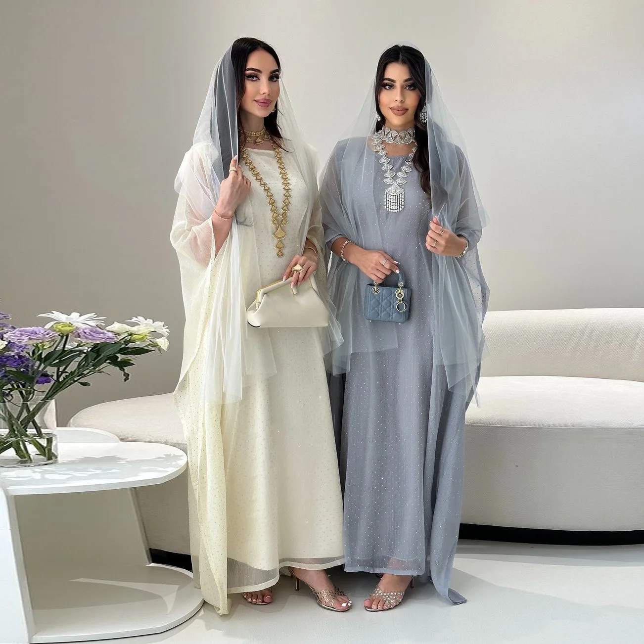 Morocco Dubai Diamonds Abayas for Women Muslim Modest Dress Batwing Sleeve Kaftan Jalabiya Kebaya Eid Djellaba Caftan Robe Arab - Image 2