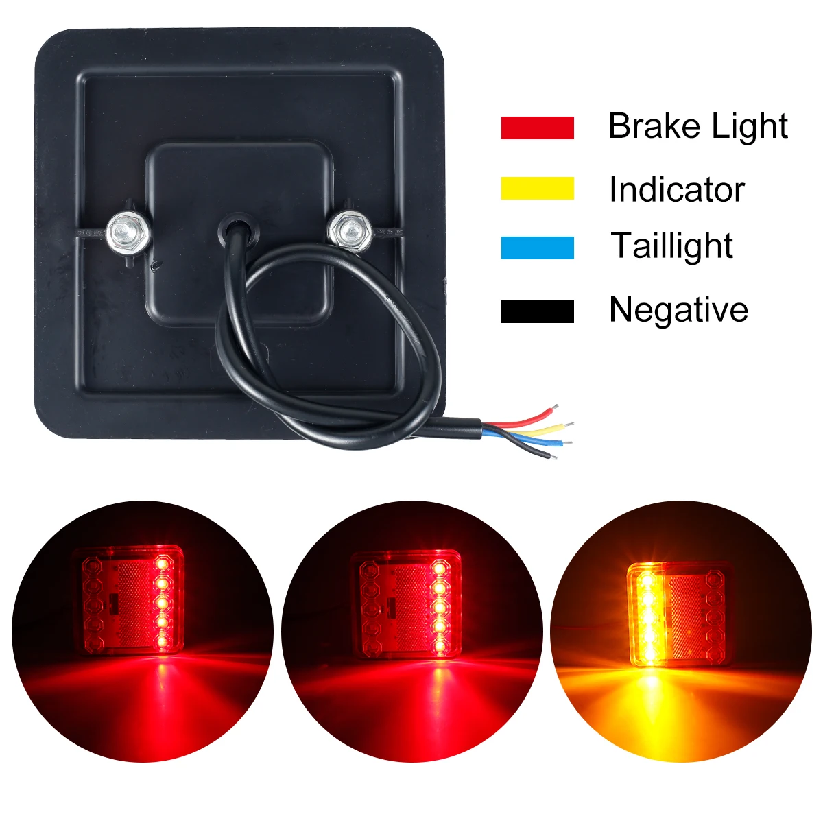 Waterproof LED Trailer Tail Lights 12V ABS Plastic Red Amber