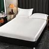 Luxury Satin Fitted Sheet High-End Monochrome Mattress Cover With Elastic Band Bedsheet Home Hotel Bedding Fit Sheet 2
