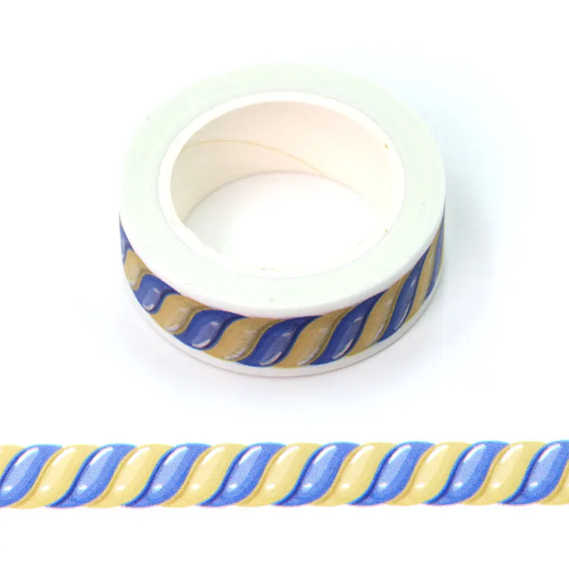 

1PC Decorative Yellow and Blue Candy Paper Washi Tapes for Bullet Journal Adhesive Border Masking Tape Cute Stationery