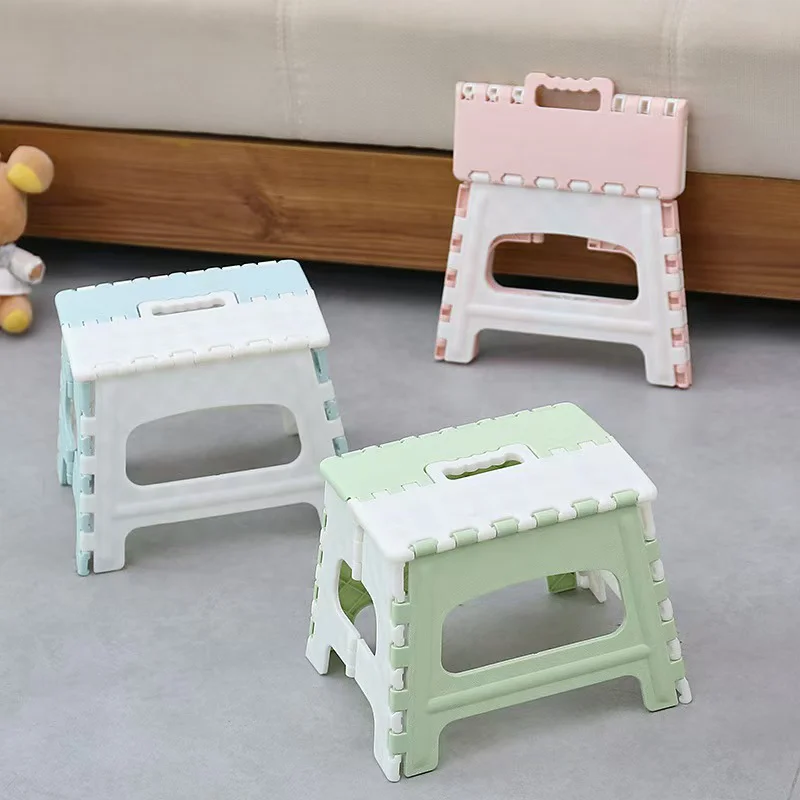 Folding Stool Plastic Bathroom Chair Outdoor Low Stool Portable Handle Camping Folding Minimalist