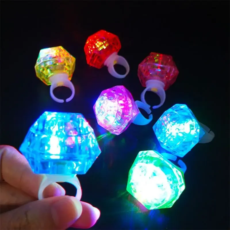 

2pcs LED Ring Glowing Diamond Ring Creative Neon Flashing Glow Toys Kids Gifts Wedding Birthday Party Festival Favors
