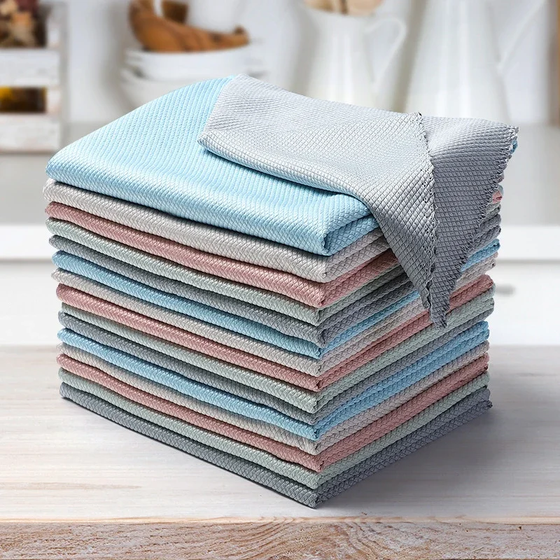 Kitchen Oil Proof Dish Towel Wiping Rags Efficient Fish Scale Wipe Cloth Cleaning Cloth Home Washing Cleaning Towel