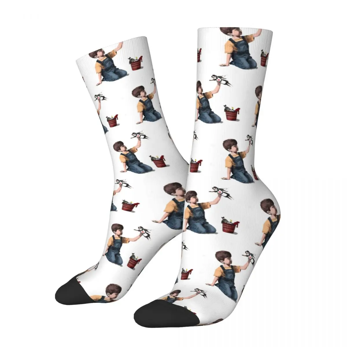 

Design The Best Super Hero Banksy Graffiti Kawaii Socks School Femme Stockings Print Pattern Calf Sock