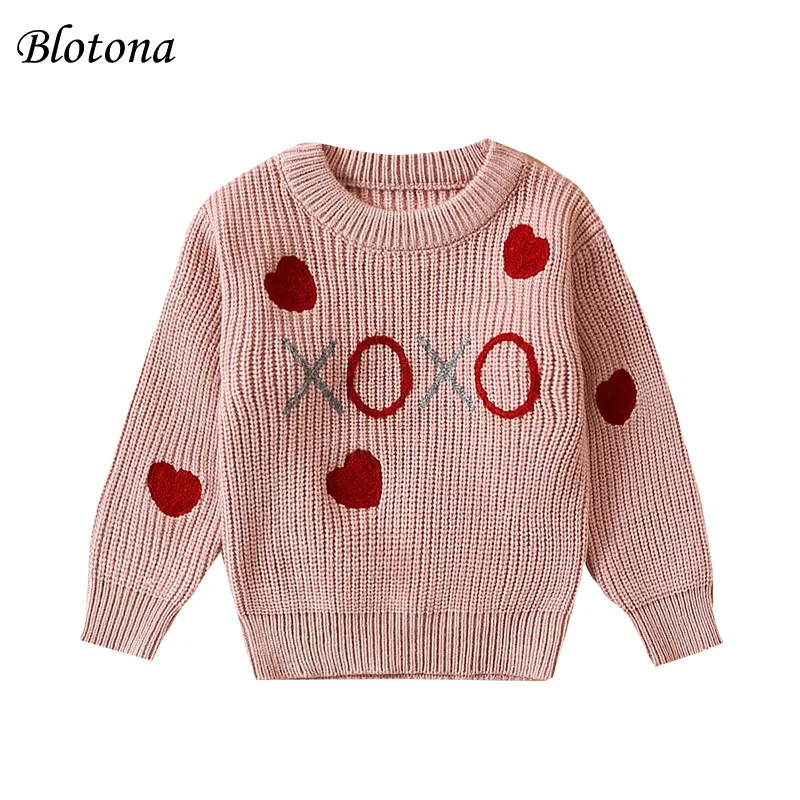 

Blotona Baby Girl Valentine’s Day Sweaters Cute Long Sleeve Heart Embroidery Knitted Pullovers Jumper Tops 3M-3Y