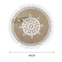 1PCS Round Placemat Table Non-Slip Jute Mats for Dining Table Decoration Kitchen Placemats Coffee Coasters Party Dinner 4
