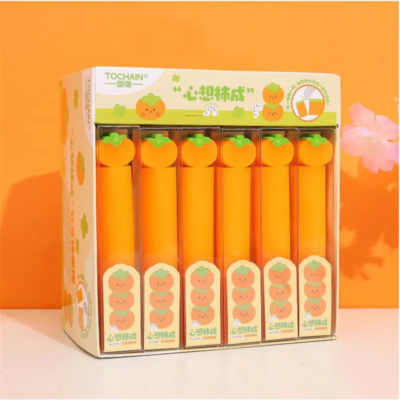 

12 pcs/lot Cute persimmon Modeling Cuttable Eraser Cute Writing Drawing Rubber Pencil Eraser Stationery Kids Gift School Supply