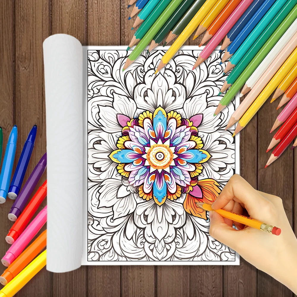 1pc, Mandala Coloring Book, Teenagers Coloring Book, 30 Different Patterns, 100gsm Thick Paper, Stress Relief, Birthday Gift 3