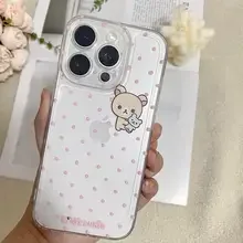 Charming Pink Polka Dot Bear Clear Phone Case