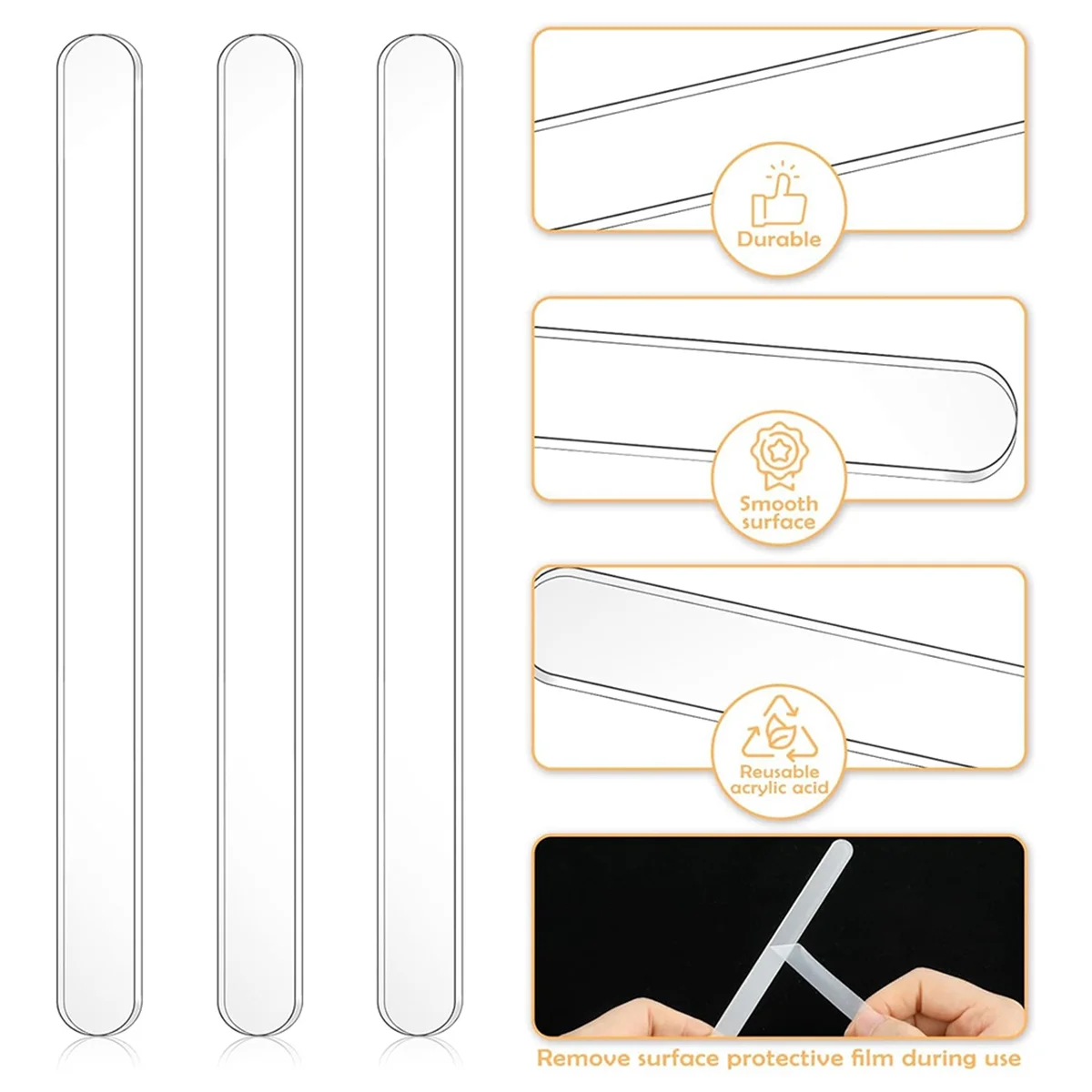Popsicle Sticks 4.5 Inch Acrylic Cakesicle Sticks Reusable Ice PopSticks Plastic Popsicle 30PCS (Clear) popsicle sticks