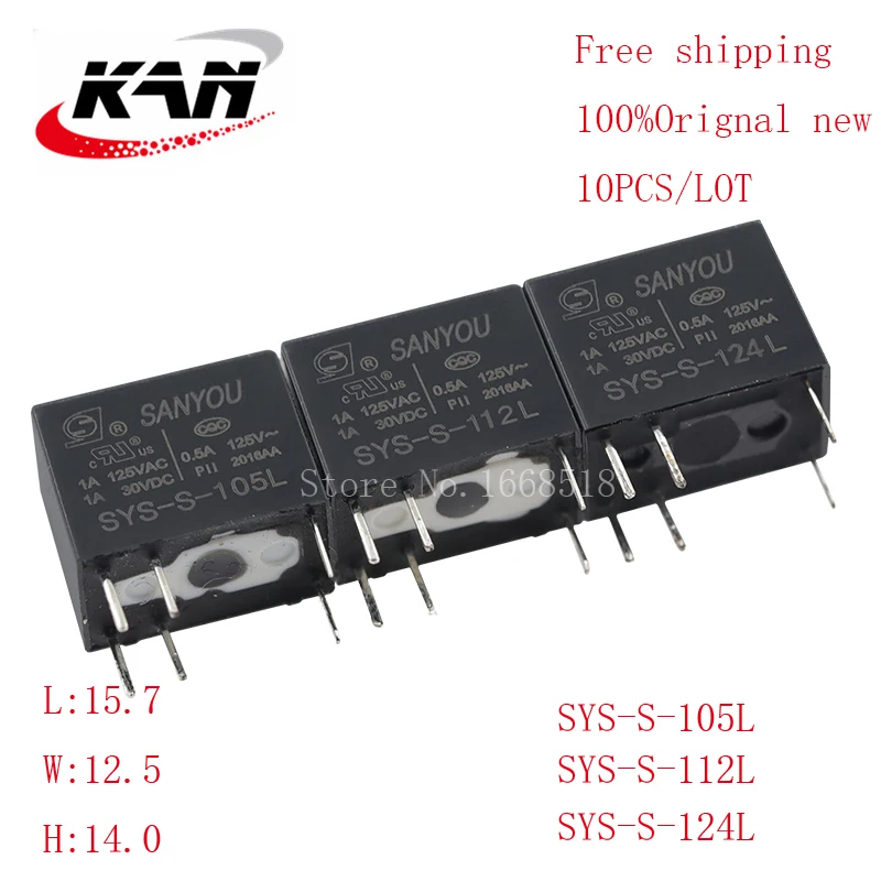 

Free shipping 10pcs relay SYS-S-105L SYS-S-112L SYS-S-124L 5VDC 12VDC 24VDC 1A 30VDC 6PIN Original New