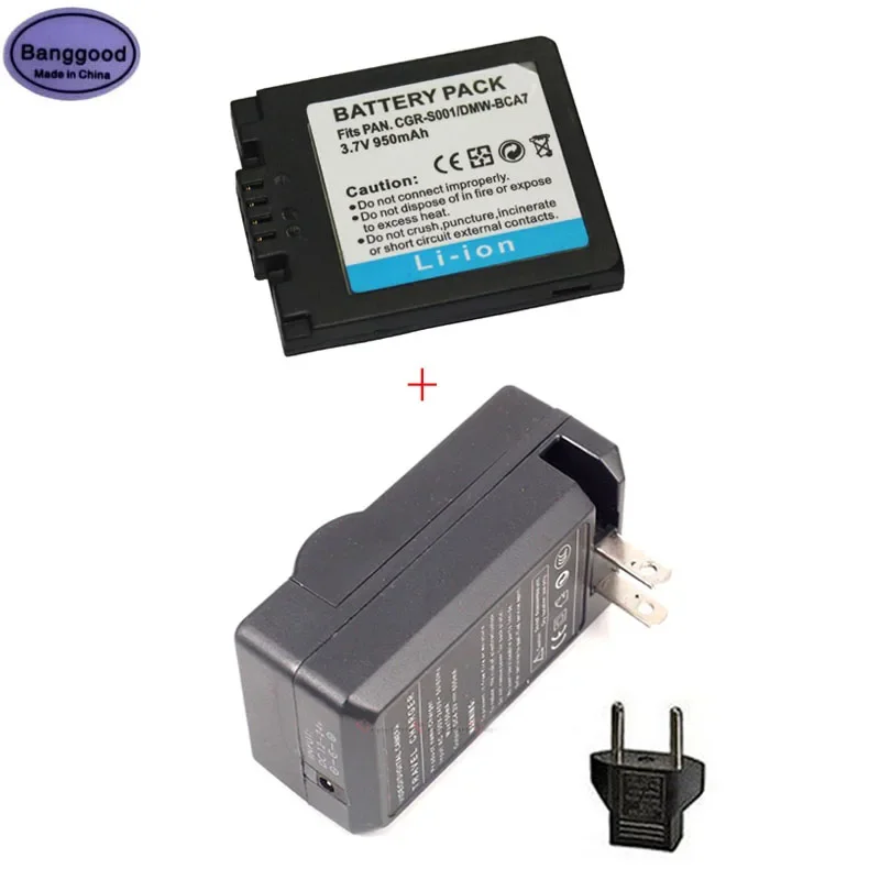 

950mAh CGR-S001 CGRS001 Camera Battery + AC Charger for Panasonic BCA7 CGA-S001E E1026P DMC-FX5EG-A DMC-FX5EG-S FX5EN FX5 F1S