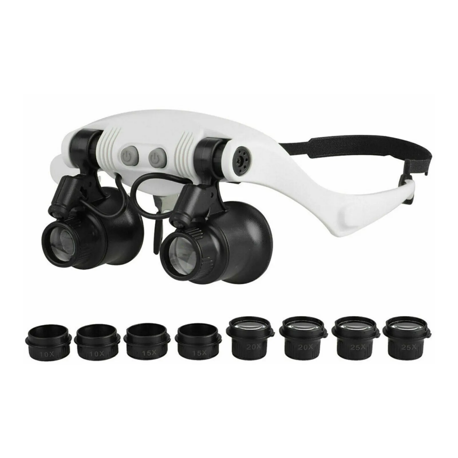 LED Magnifier 10X 15X 20X 25X Double Eye Jewelery Watch Repair Tools LED Lanp Loupes Watchmaker Strap Microscope Glasses