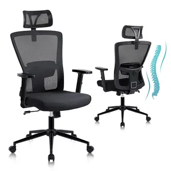 Ergonomic Office Chair, Desk Chair with Adjustable Headrest and Armrests, High Back Computer Chairs Swivel Chair