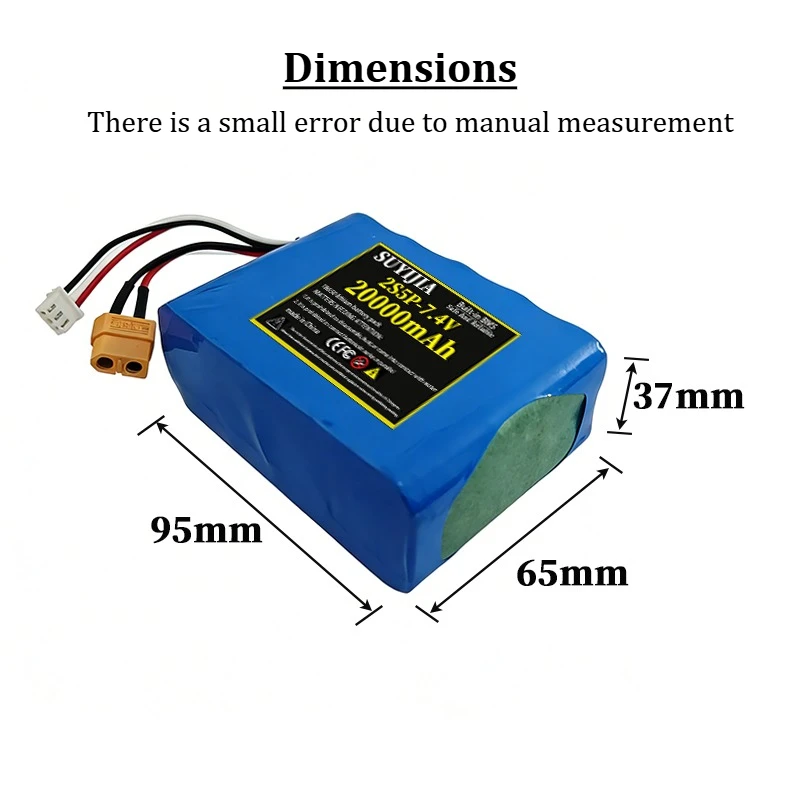 Batterie Li-ion 7.4V 20000mAh 18650 2S5P BMS pour Drone Jouet