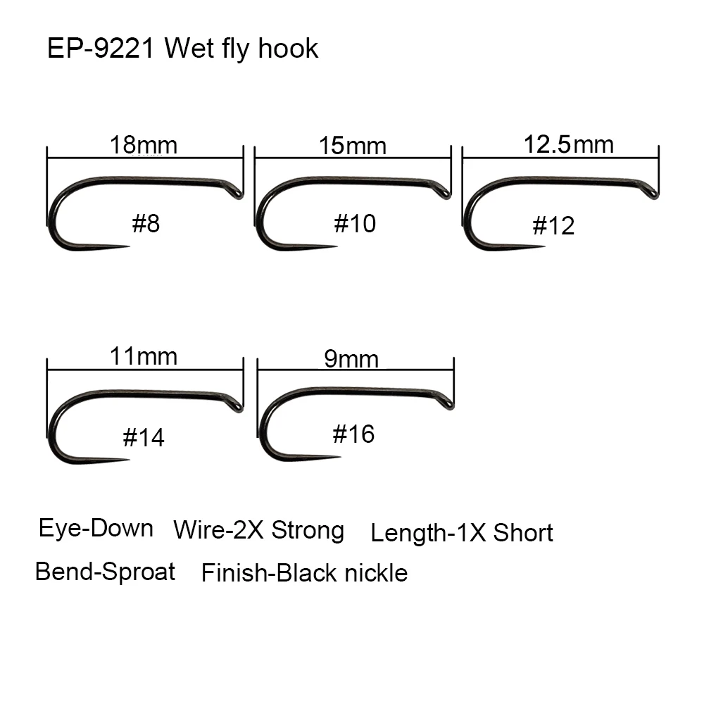 Aventik Eupheng 100 Stück Wettkampf-Fliegenhaken ohne Widerhaken für Trockenfliegen, Nymphen, Garnelen, Puppen, Larven, Jig-Fliegenbinden und Angelhaken – Detail 6