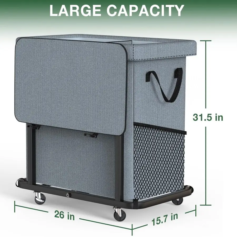 Laundry hamper fitting neatly into corner space