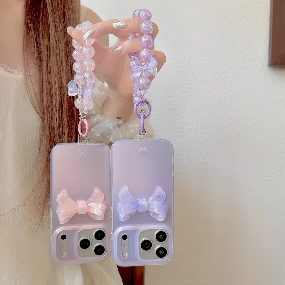 Transparent Bow Charm Case with Big Lens Cover