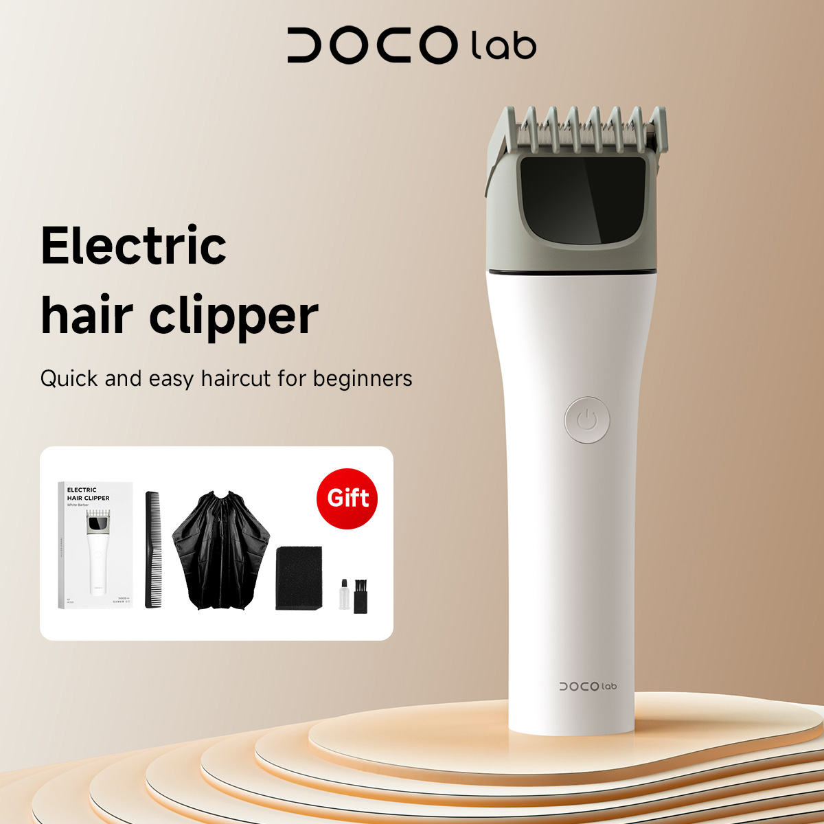 DOCO Electric Hair Clipper Professional Cordless Fast Type-C Charging Ceramic Haircut Adjustable Trimmer For Men Adult