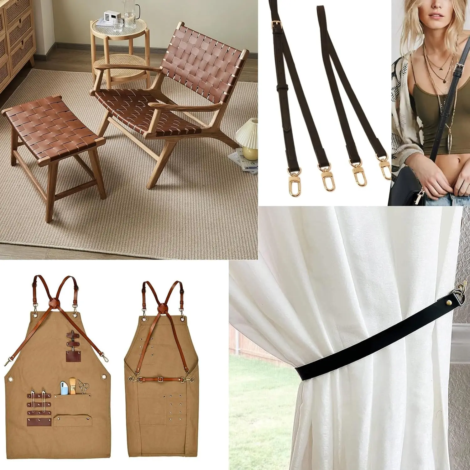 2Meters DIY Crafts Leather Strips Strap for Bag Accessories Coffee Brown Handbag Handles Decor Belt Watch Straps Leathercrafts