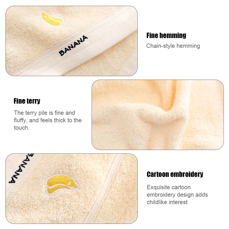 Selling Children's Pure Cotton Fruit Cartoon Primary Baby School Students Face Towel Soft Absorbent Household Bath 25*45 Towel 5