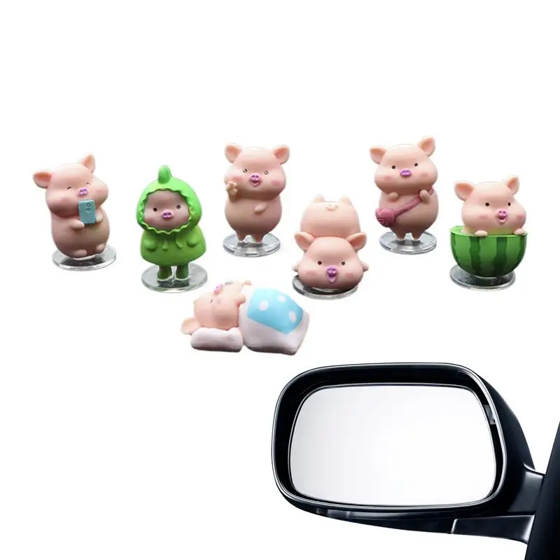 

7PCS Cute Cartoon Pig Car Decoration Creative Female Car Center Console Car Interior Dashboard Decoration Car Accessories