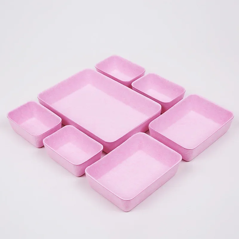 7Pcs/Set Felt Fabric Sundries Makeup Storage Box Office Stationery Organizer Desktop Snacks Food Container Tool Key Box Storage 4