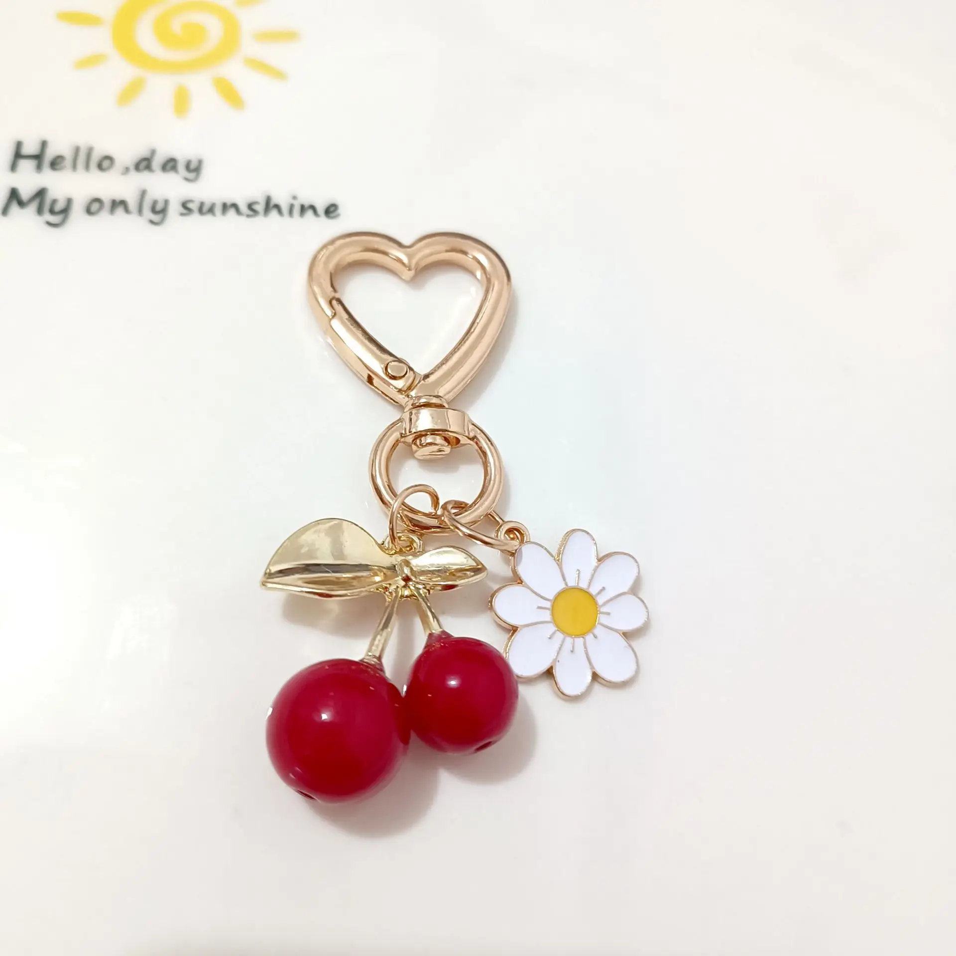 Vibrant Red Cherry Keychain – Summer Fruit Pendant Keyring for Jewelry and Bag Accessories