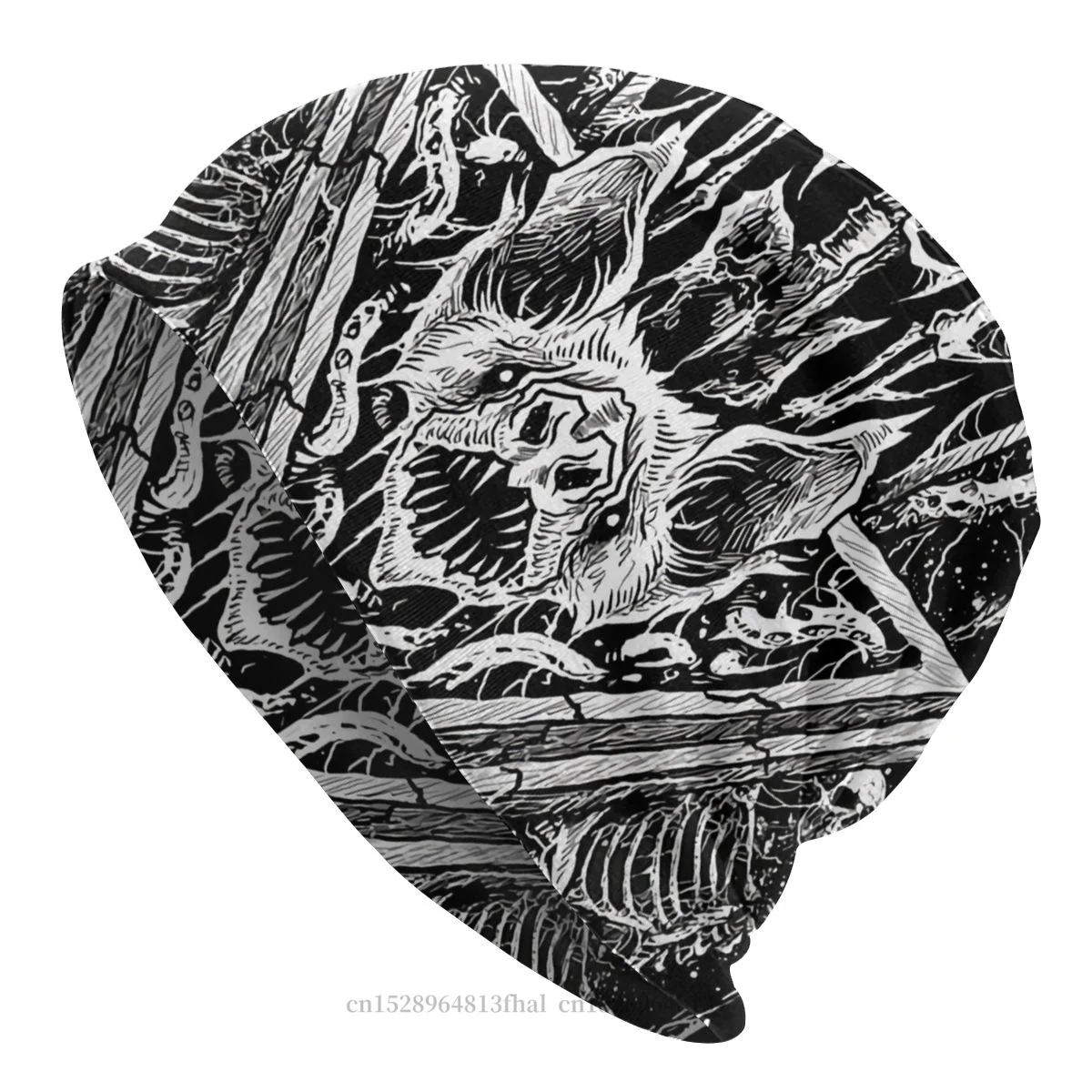 

Death Metal Black Metal Artwork Bonnet Homme Winter Skullies Beanies Hat For Men Women Creative Cotton Hats