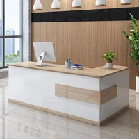 Modern L-Shaped Reception Desk with Hutch and Lockable Drawer & Cabinet, Office Wooden Computer Front Desk, Retail Counter 1